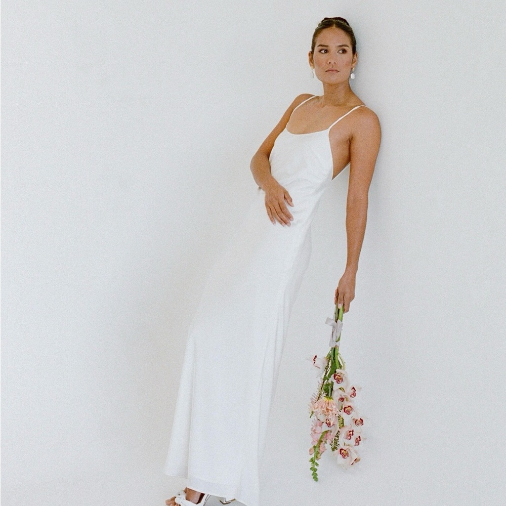 Satin Slip White Maxi Dress